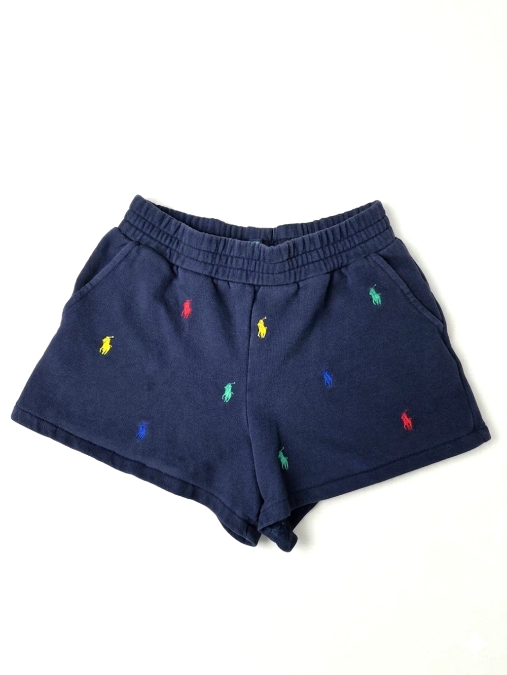 Polo Ralph Lauren Girls Navy Multi-Pony Fleece Sweat Shorts Size M (8-10)